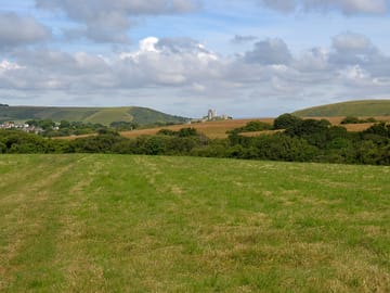 View of corfe castle from the site