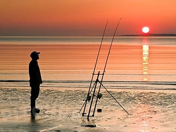 Fishing at sunset