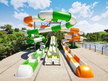Colourful waterslides