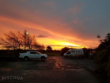 Sunset over the site