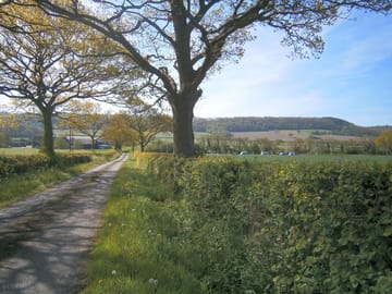 Camping field with wenlock edge behind