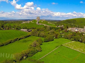 Corfe castle - aerial view