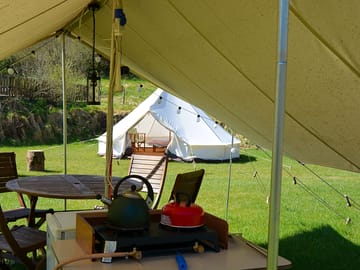 Inside the dining canopy