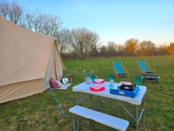 Campfire and outdoor seating