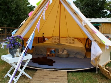 Looking into the tent