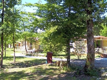 Lodges through the trees