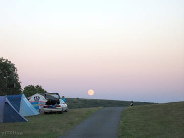 Sunset over the quiet pitches