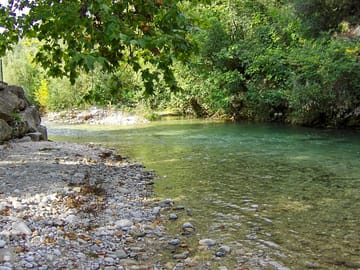 The campsite is located by the loup river