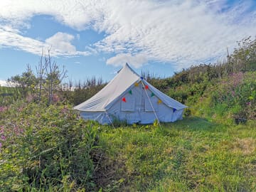 Bell tent in the afternoon sun