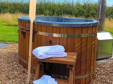 Bath robe and slippers provided for your hot tub experience