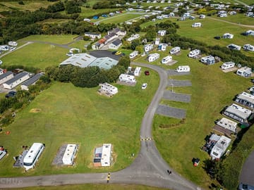 Aerial view of caravan park and hard standing pitches