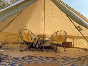 Inside the tents