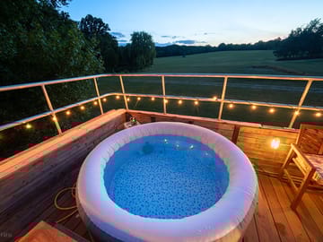 Hot tub and fairy lights to make that view even better
