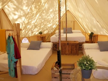 Inside one of the tents