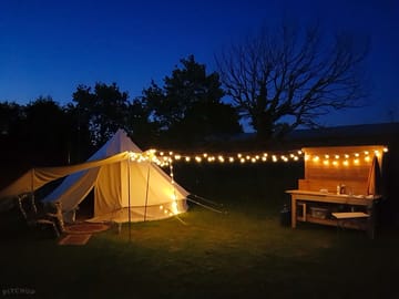 Goldfinch bell tent at night