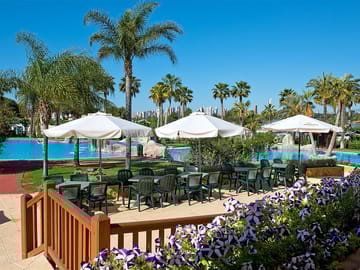 Outdoor terrace by the pool
