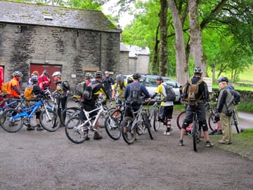 Mountain bikers setting off for the day