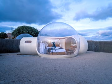 Geodesic dome with evening sky