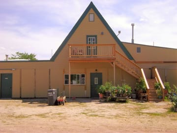 Entry to the laundry room, balcony off the microlodge on top floor