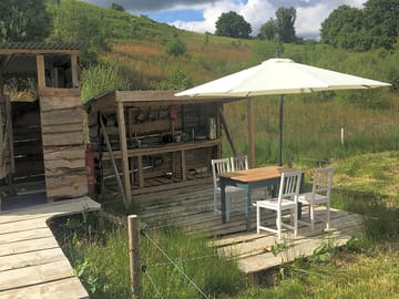Outdoor kitchen and shower/toilet