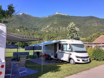 Pitch with a mountain backdrop