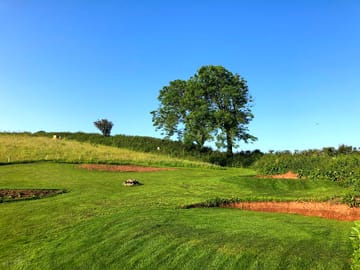 Firepit in the middle of the 'pads'
