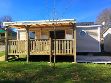 Outside a static caravan