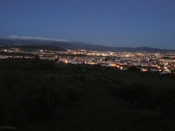 Night view over the village and the mountains