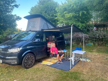 Lovely pitch, closed on three sides providing privacy and shade.