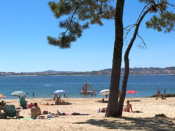 The nearby beach