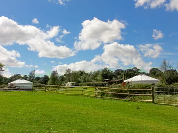 Entrance and view of the yurts