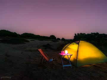 The lower field at night