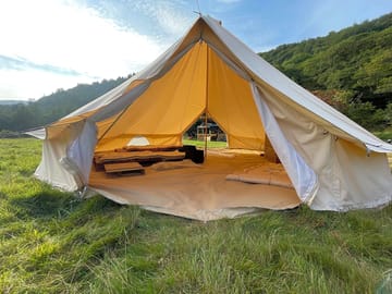 Olimpio's pitch, with a seven-metre bell tent