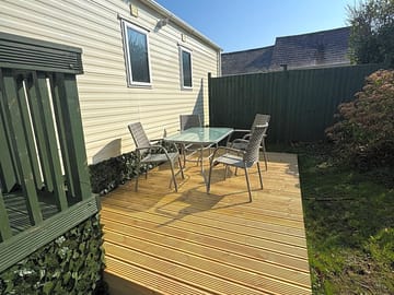 Decking outside caravan
