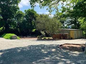 Camp-shack and firepit area