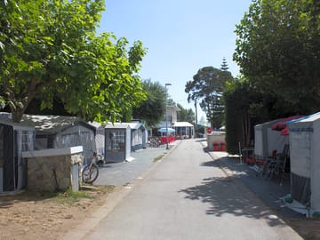 Paved road through the pitches