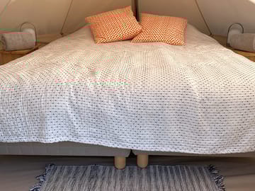 Inside the glamping tent