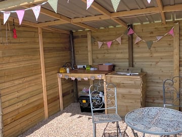 Covered area for dining and kicking back
