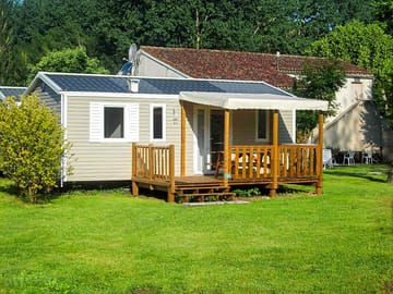 Shaded wooden deck