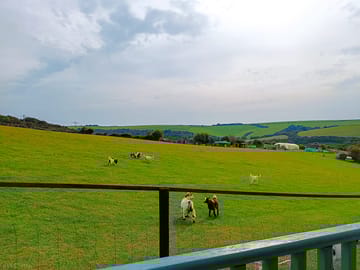 Stunning view of the south downs from the cabin's decking