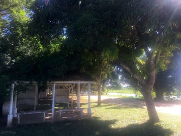 Sheltered seating by the pitches