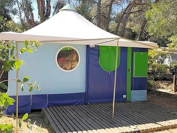 Safari tent with deck area