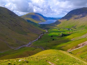 Looking back at the site from great gable