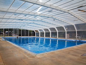 Swimming pool is covered in winter