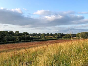 This is the campsite field out of season. its surrounded by fields and woodland, accessible by road