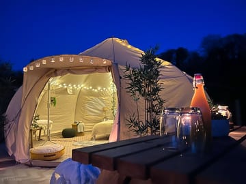 Bell tent at night