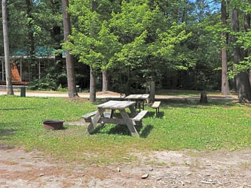 Picnic tables near the pitches