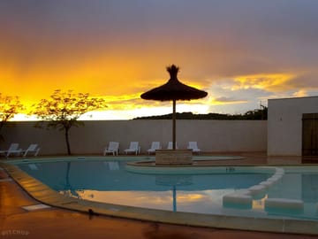 Lovely sunsets over the pool area