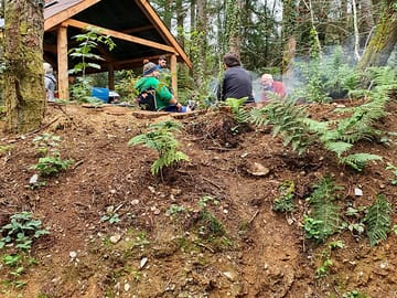 Guests sat around a firepit