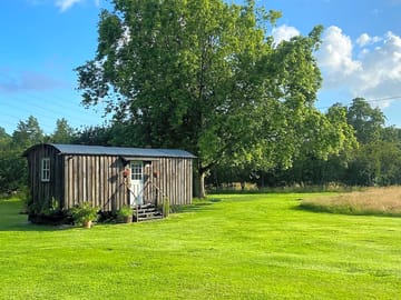 The hut has a private field